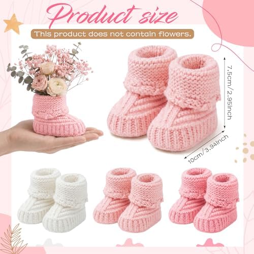 Tranqun 4 Sets Baby Booties Centerpiece No Floral DIY,Classic,Pink Ombr - Image 2