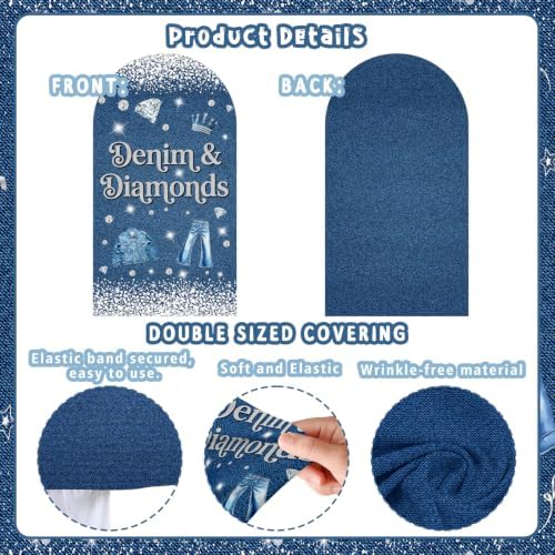 Serencatcher 7.2ft 6ft Denim & Diamonds Party Arch Backdrop Cover 2pcs - Image 3