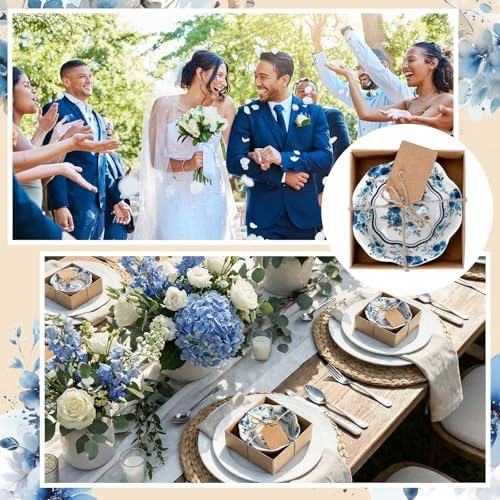 SiliFine 24 Pcs Wedding Favors for Guests Small Ceramic Bowls, Rose, Blue - Image 5