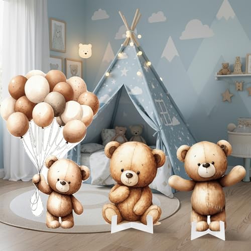 3 Pcs Bear Baby Shower Birthday Decorations Bear Gender Reveal Sign Large Cutouts 1st Birthday Party Centerpieces for Baby Shower Party Supplies Photo Booth Props Backdrops Decor - Image 6
