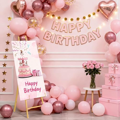 Garvee 2 Pack Welcome Sign Stand, 57.5" Display Easel Stand for Sign with Adjustable Height Chain, Heavy Duty Art Easel for Paintings, Posters, Baby Showers, Birthday Parties, Gold - Image 7