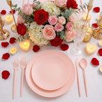 EjonirInjonir 150pcs Heavy Duty Pink Plastic Plates for Wedding Matte Set - Image 4