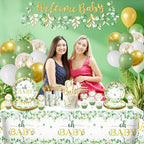 185Pcs cocomigo Sage Green Baby Shower Decorations Tableware Set, 25 Serves - Image 6