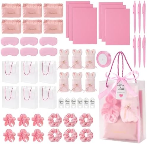 55-Piece Baby Shower Game Winner Prize Set, Including Hair Ties, Eye Mask, Makeup Bag and Gift Bag, Suitable for Baby Shower Game Prizes, Weddings and Bridal Shower Gifts (PINK) by TomteNisse