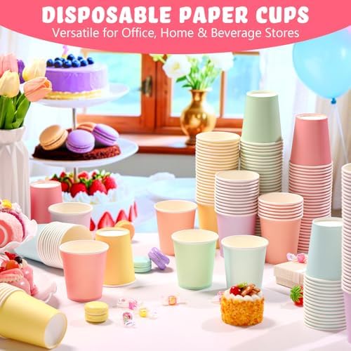 Mimorou 300 Pack 8 oz Disposable Paper Cups, Macarons - Image 2