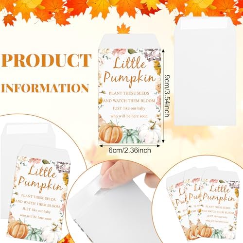 Ctosree 50 Sets Little Pumpkin Baby Shower Favors Seed Packets Gift Bags - Image 4