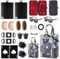 Baby Shower Prizes for Men 2 Set with 8oz Stainless Steel Hip Flask Bottle Opener Manicure Kit Bath Sponge Sunglasses Gift Bag Baby Shower Game Prizes for Winner Bachelor Party (Black, 2 Sets) by WishFond