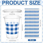Sliner 50 Sets 16oz Royal Blue White Gingham Party Plastic Cups - Image 3