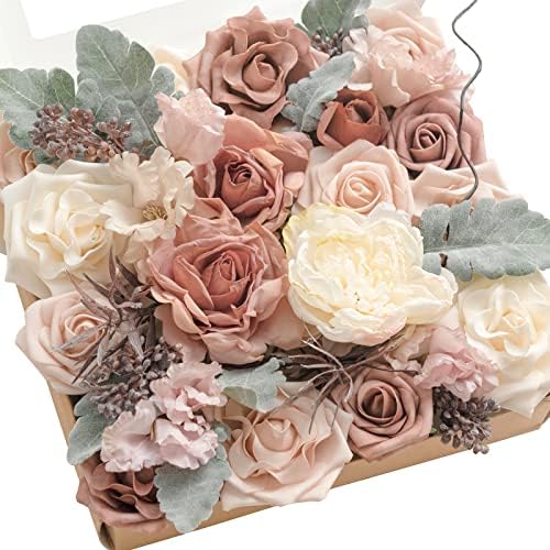 Ling's moment Artificial Pink Wedding Flowers Combo, Dusty Rose, Grand by LingsMoment