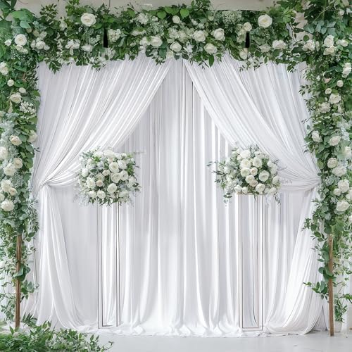 White Backdrop Curtains 6 Panels, 10 Feet Wrinkle-Free Polyester Photography Backdrop Drapes for Wedding Baby Shower Party Background Backdrop Stand- 24 X10FT (White) - Image 5