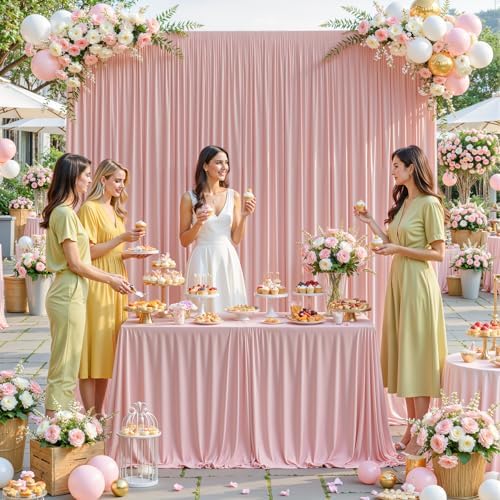 40x10ft Dusty Rose Backdrop Curtains for Wedding Parties Wrinkle Free Photo Backdrop Drapes for Photography Birthday Baby Shower Soft Fabric Party Backgournd for Photoshoot 5x10ft, 8 Panels - Image 7