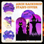 3 Pcs Halloween Arch Cover 4ft, 5ft, 6ft Arch Covers Stretchy Backdrop Skeleton Ghost Bat Horror Style Backdrop Cover for Halloween Party Photo Background Arch Stand Stretchy Decoration - Image 3