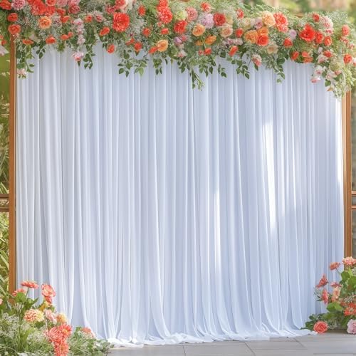 40x10FT White Backdrop Curtains for Wedding Parties, Wrinkle Free Polyester Photography Backdrop Drapes for Wedding Baby Shower Birthday Parties Stage Background Stand Decorations 4x10ft,10 Panels - Image 3