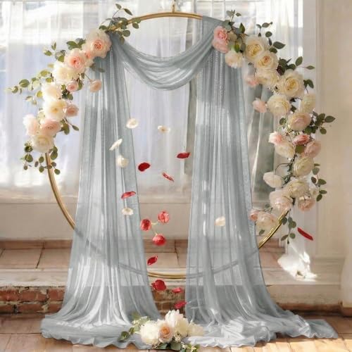 Pack of 1 Wedding Arch Drape Panel Fabric 30" x 40ft - Grey - Image 6