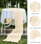 20 Pack Ivory 17 x 108 Inch Cheesecloth Table Runner - Boho Gauze Sheer Fabric for Wedding Baby Shower Party Home Decor - Image 4