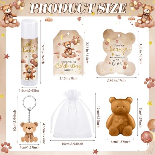 288 Pcs Baby Shower Favors Set for Guests,Brown,Bear - Image 2
