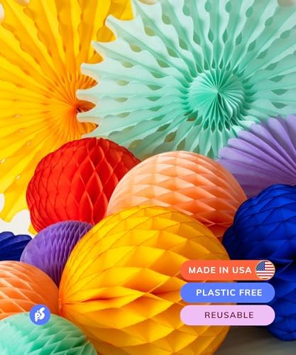 POP SOCIIAL Eco Friendly Paper Party Decoration Set - 13 Pieces, Miami Carnival - Made in the USA Plastic-Free FSC Sustainable Recyclable Reusable Pack - Dopamine Decor - Image 3