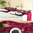 Sioloc Burgundy Red Cheesecloth Table Runner Fall Autumn Decor for Home 10ft Table Cloth for Wedding Birthday Party Bridal Shower Christmas Halloween Thanksgiving - Image 4