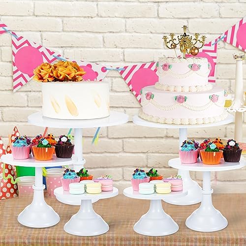 Umigy 6 Pcs White Cake Stand Sets for Dessert Table Display 8/10/12 Inch Metal Cake Stands Round Cupcake Holder for Wedding, Birthday, Party, Graduation, Baby Shower - Image 5