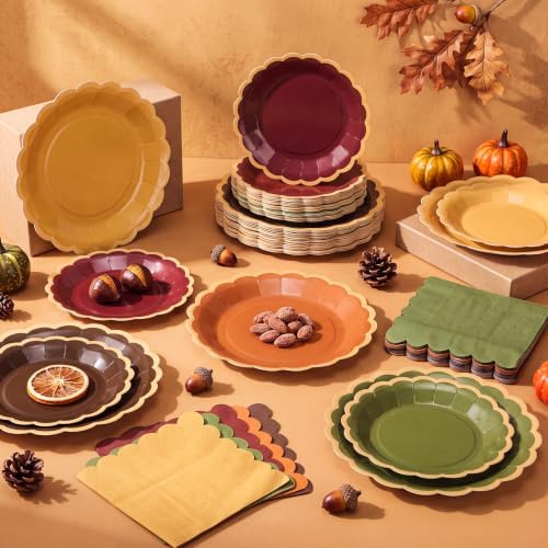 Zhehao 150 Pcs Deep Fall Paper Plates Napkins Serves 50 - Image 2