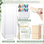 80 Wedding Guest Book Alternative tumbling tower Wooden Block, Greenery - Image 3