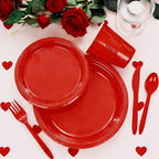 WELLIFE 210Pcs Red Plastic Plates,Party Plates and Cups and Napkins Sets - Image 4