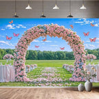 15X10ft Pink Lavender Wedding Backdrop Bridal Shower Rose Flower Photography Background Romantic Floral Garland for Girl Woman Wedding Bridal Party Backdrops Wall Photo Studio Shoot - Image 4