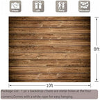 Wood Backdrop 10x8ft Brown Wooden Rustic Background Fabric Polyester Floor Panel Board Banner Baby Shower Birthday Wedding Decorations Western Barn Party Wall Decor Photography Supplies - Image 4