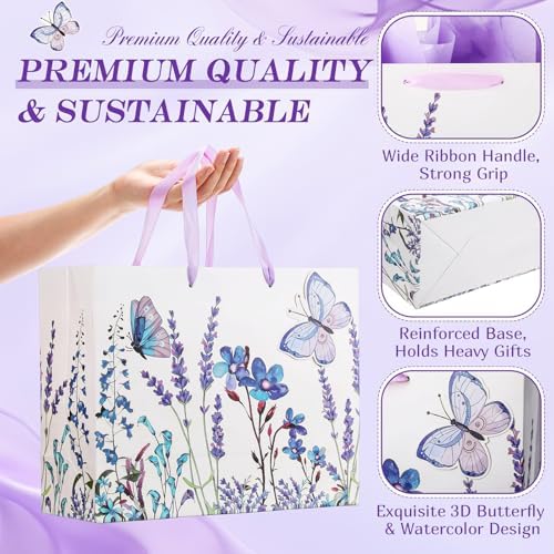 FunooFuno 10 Set 13" Extra Large Purple Butterfly Gift Bag Set Gift - Image 3