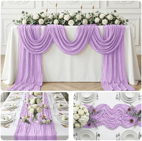 Lilac Purple Lavender 17 x 108 Inch Cheesecloth Table Runner - Boho Gauze Sheer Fabric for Wedding Baby Shower Party Home Decor - Image 7