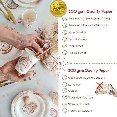 408 Pc Boho Baby Shower Decorations for Girl - Rainbow Kit, Serves 24 - Image 6