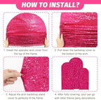 MODFUNS Hot Pink Wedding Arch Cover Sequins Arch Cover Set of 3 Spandex Arch Stand Covers 6ft 6.6ft 7.2ft Sparkle Backdrop Covers Rustic Fitted Arch Covering for Wedding Party Reception - Image 6