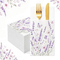 Lavender Linen Feel Pocket Napkins for Wedding Decor Cocktail Party by Fouliki