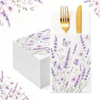 Lavender Linen Feel Pocket Napkins for Wedding Decor Cocktail Party by Fouliki