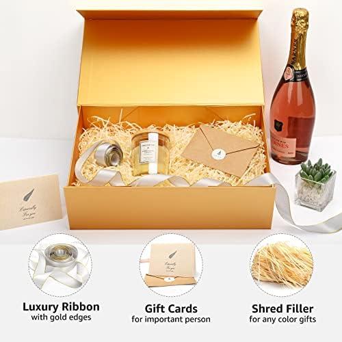 Gold Birthday Gift Box with Magnetic Lid for Presents, 13.85"x8.35"x4.45" - Image 6