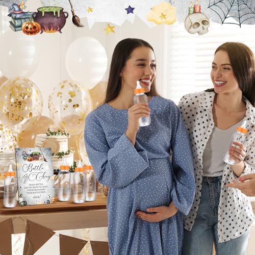 Trelaco 12 Pcs Halloween Baby Shower Game Bottle Chug Wooden Sign - Image 5
