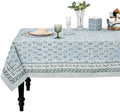 Ridhi Harbor Blue Hand Block Print Cotton Rectangle Tablecloth 54x54 inch Reusable Table Cover Decorative Everyday Use for Dining Room, Farmhouse, Home Gift for Spring, Summer by Ridhi