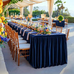 Wish Care Navy Blue Polyester Table Clothes for 4 Foot Rectangle Tables, Wrinkle Free Fitted Table Cover with Pleated Ruffle Table Skirt for Birthday Party Wedding Trade Show Event Display - Image 6