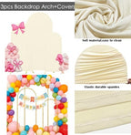 3 Metal Arch Backdrop Stands with Beige Covers, 4/5/6FT - Image 4