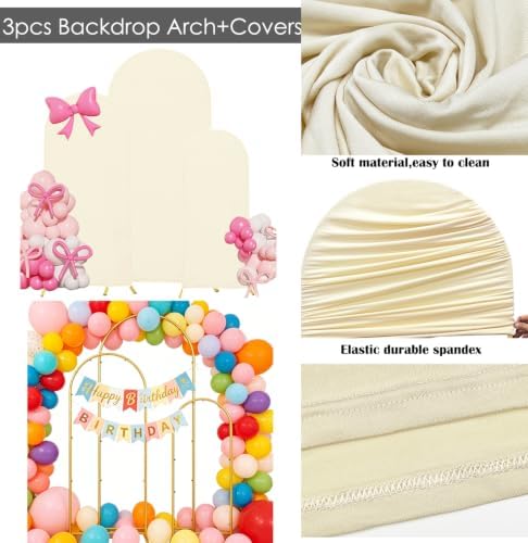 3 Metal Arch Backdrop Stands with Beige Covers, 4/5/6FT - Image 4