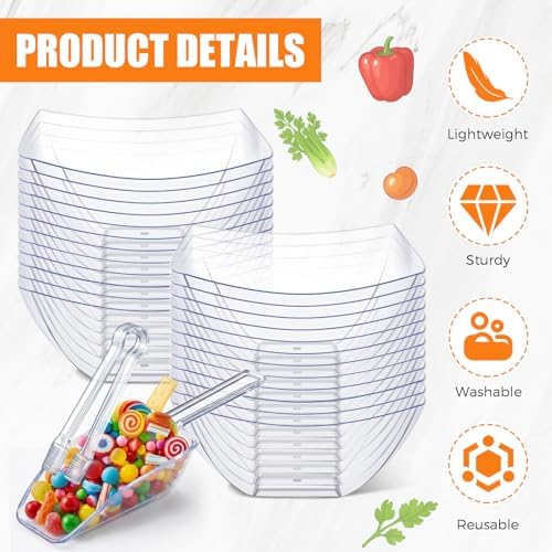 Vesici 72 Pcs 8 oz Clear Plastic Candy Bowls Set 36 Pcs Candy Containers - Image 3
