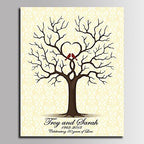 Customized Wedding Tree with Heart Painting DIY Fingerprint Guest Book Alternative with Wooden Hanger Ready to Hang Party Decorations Wedding Gifts-80x120cm - Image 2