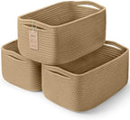 3 Pack Storage Baskets for Organizing, 13.7×9.5×6.3", Brown by MaxuniTechLife