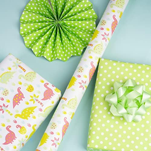WRAPAHOLIC Jumbo Reversible Dinosaur Wrapping Paper - 24 Inch X 100 Feet Jumbo Roll Dinosaur Design, Perfect for Kids Birthday, Baby Shower - Image 5