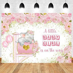 10x5ft Elephant Baby Shower Backdrop A Little Baby Girl is On The Way Photography Background Pink Floral Balloon Mailbox Baby Girls Party Banner Decorations Newborn Portrait Photo Booth Prop - Image 2