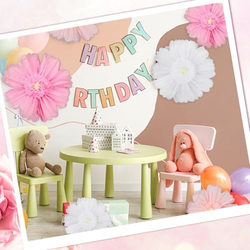 Giegxin 6 Pcs 31.5" 24" Giant Pink White Paper Flower Little Princess Decor - Image 6