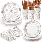 Honeydak 210 Pcs Western Cowboy Party Supplies for 30 Guests Single Western Cowgirl Birthday Plates Napkins Cup and Forks Tableware for First Rodeo Birthday Decorations by Honeydak