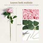 Auihiay 60PCS Pink Roses, Artificial Roses, Fake Roses, Velvet Silk - Image 5
