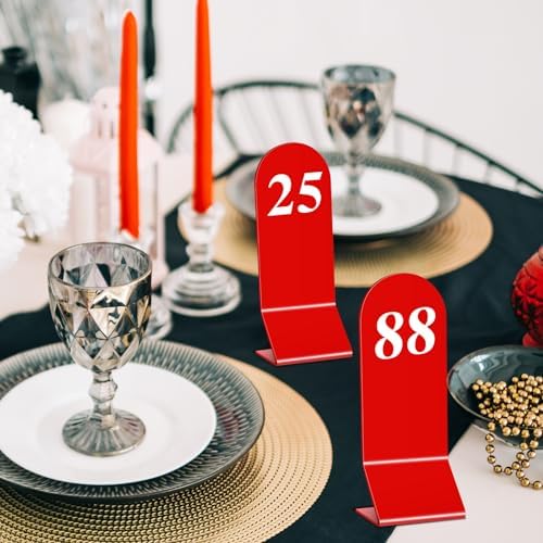 Geetery 100 Pcs Acrylic Double Sided Table Numbers 1-100 Stands,Red - Image 6