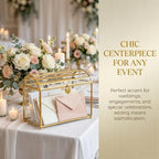 Cedilis Glass Wedding Card Box with Slot and Lock, 10 x 7.9 x 5.5 Inches Gold Clear Decorative Wedding Envelope Card Holder for Reception Birthdays Party, Bridal Shower, Graduation - Image 5